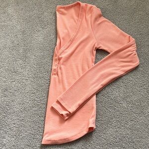 Coral Long Sleeve Henley Top